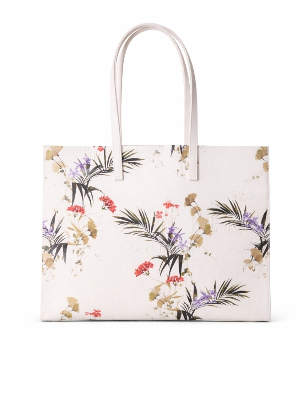 Ted Baker London Large Floral Icon Tote White Floral Botanical Print Travel Tote